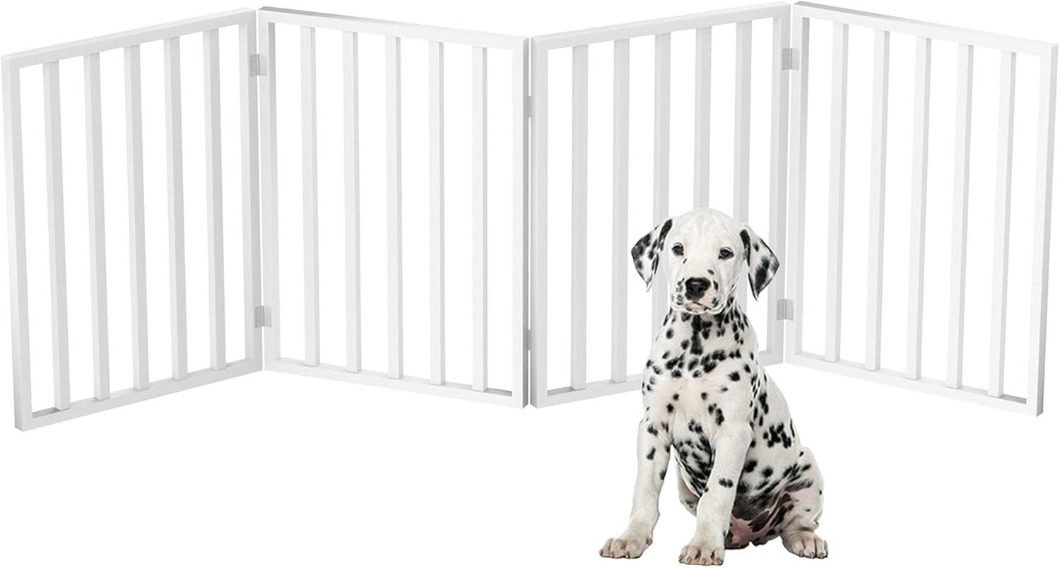 Elegant 4-Panel Freestanding Pet Gate - Retractable Indoor Dog Fence 72x24