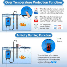 Load image into Gallery viewer, Smart Temperature Control Aquarium Heater 300W - Ideal for Freshwater/Saltwater