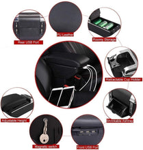 Load image into Gallery viewer, Universal Black Leather Armrest Box with 7 USB Ports &amp; Retractable Cup Holder