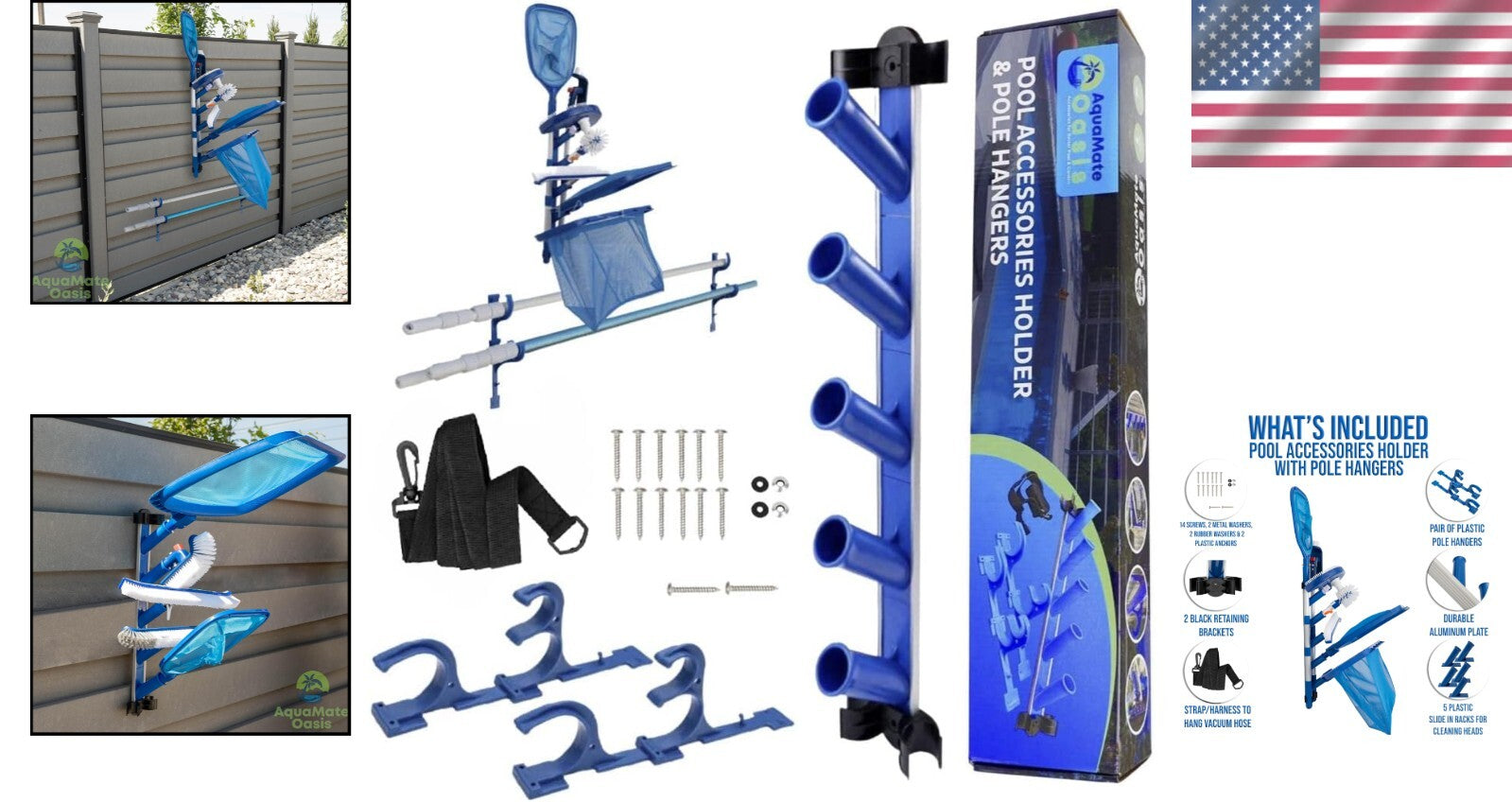 Organize Your Pool Area: Weatherproof Accessories Holder with Pole Support
