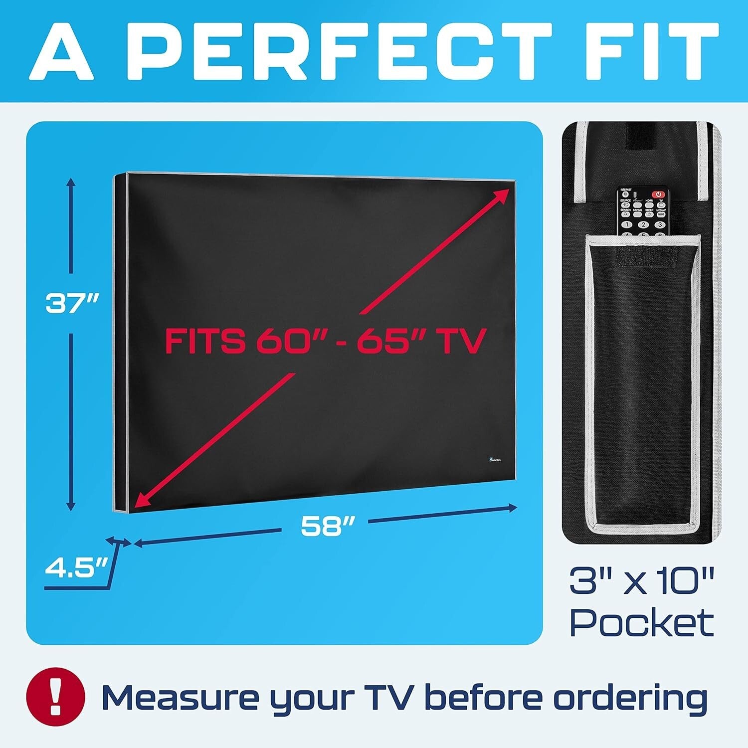 Weatherproof 65 Inch Outdoor TV Cover | Premium Scratch Resistant Protection