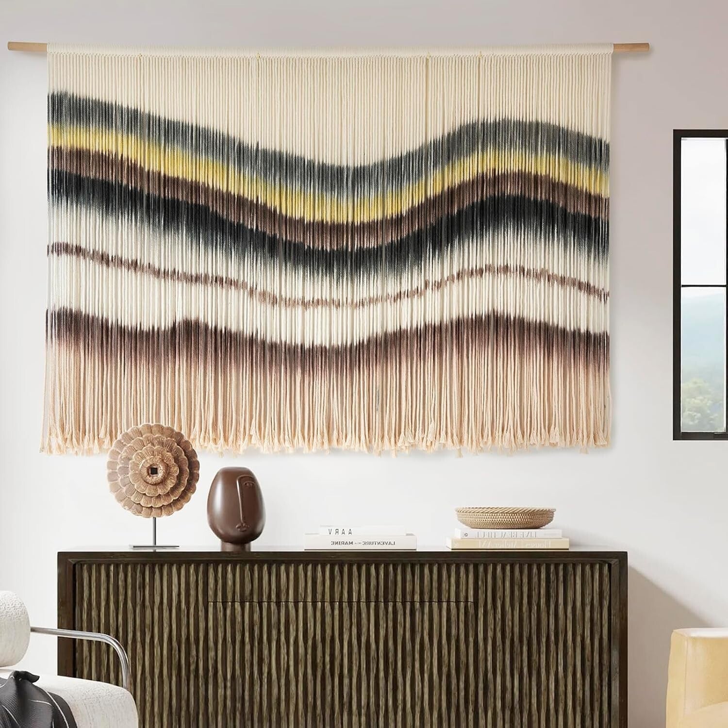 Organic Cotton Macrame Wall Decor - Lightweight 3lb Tapestry for Instant Charm