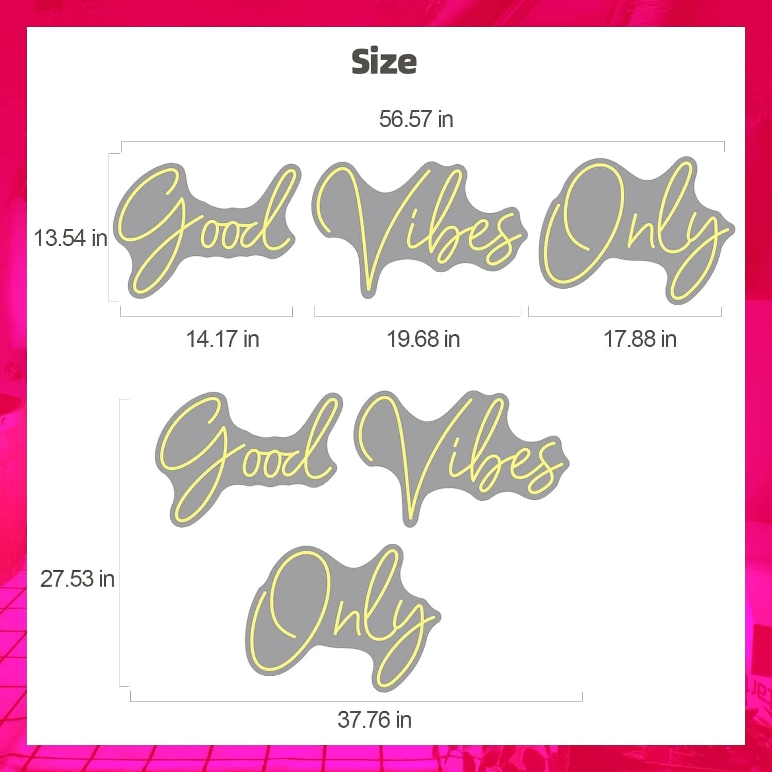 Eye-Catching 'Good Vibes Only' Neon Light - Wall Mount for Celebrations & Decor