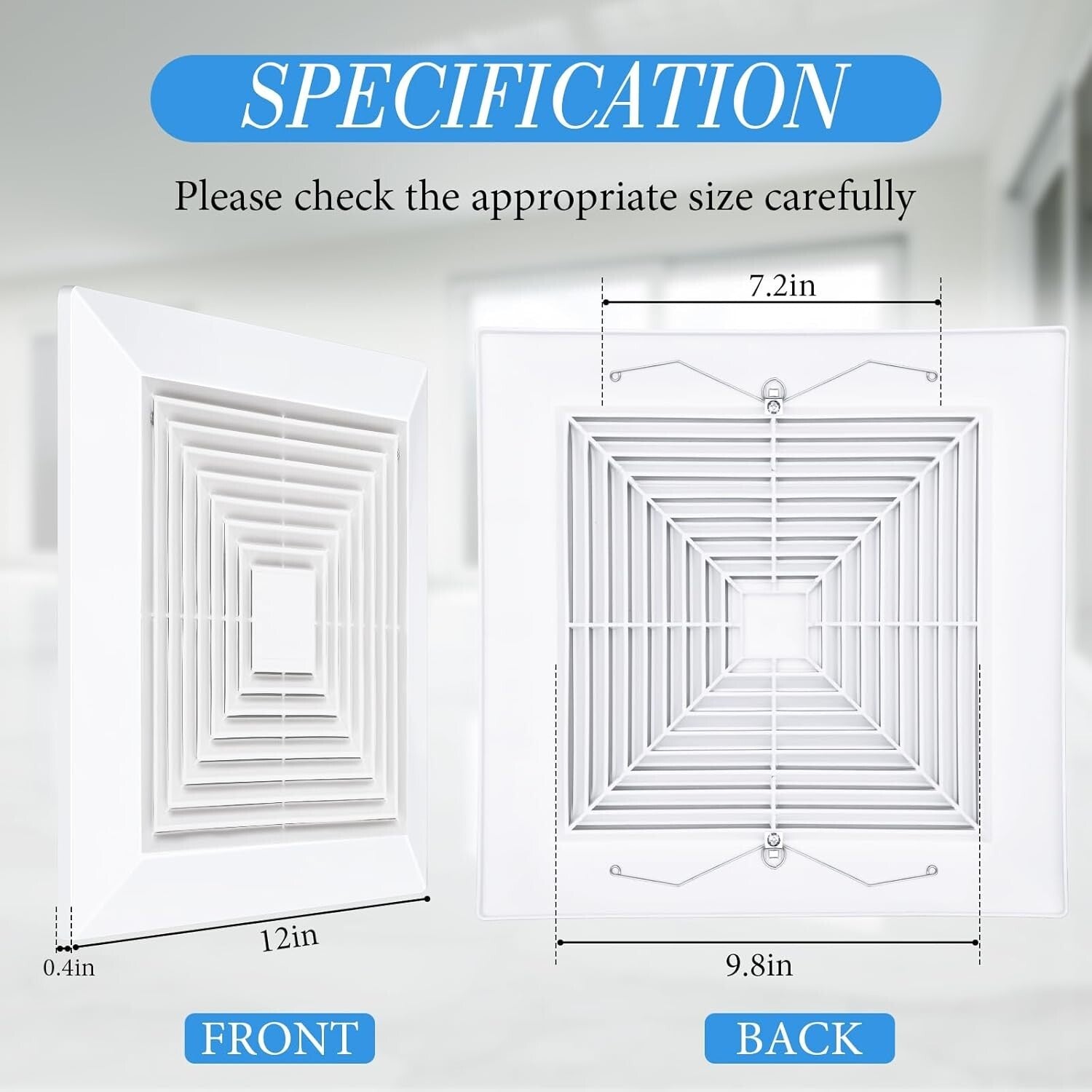 Durable 8-Pc Bathroom Exhaust Fan Covers - Stylish 12x12'' Grille Replacement