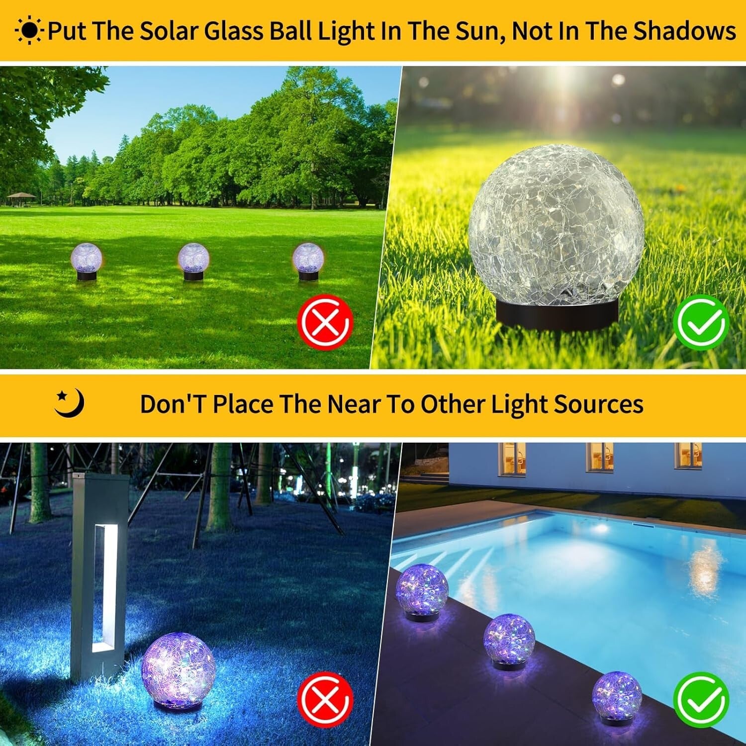 Energy-Efficient Solar Balls for Outdoor Beauty - 4-Piece Set of Uplighting Orbs
