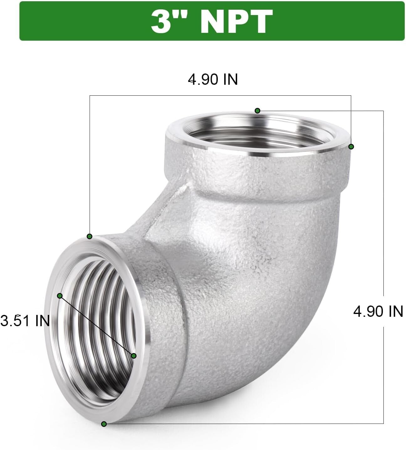 Durable 3" NPT Female 304 Stainless Steel Elbow – Industrial Pipe Connector