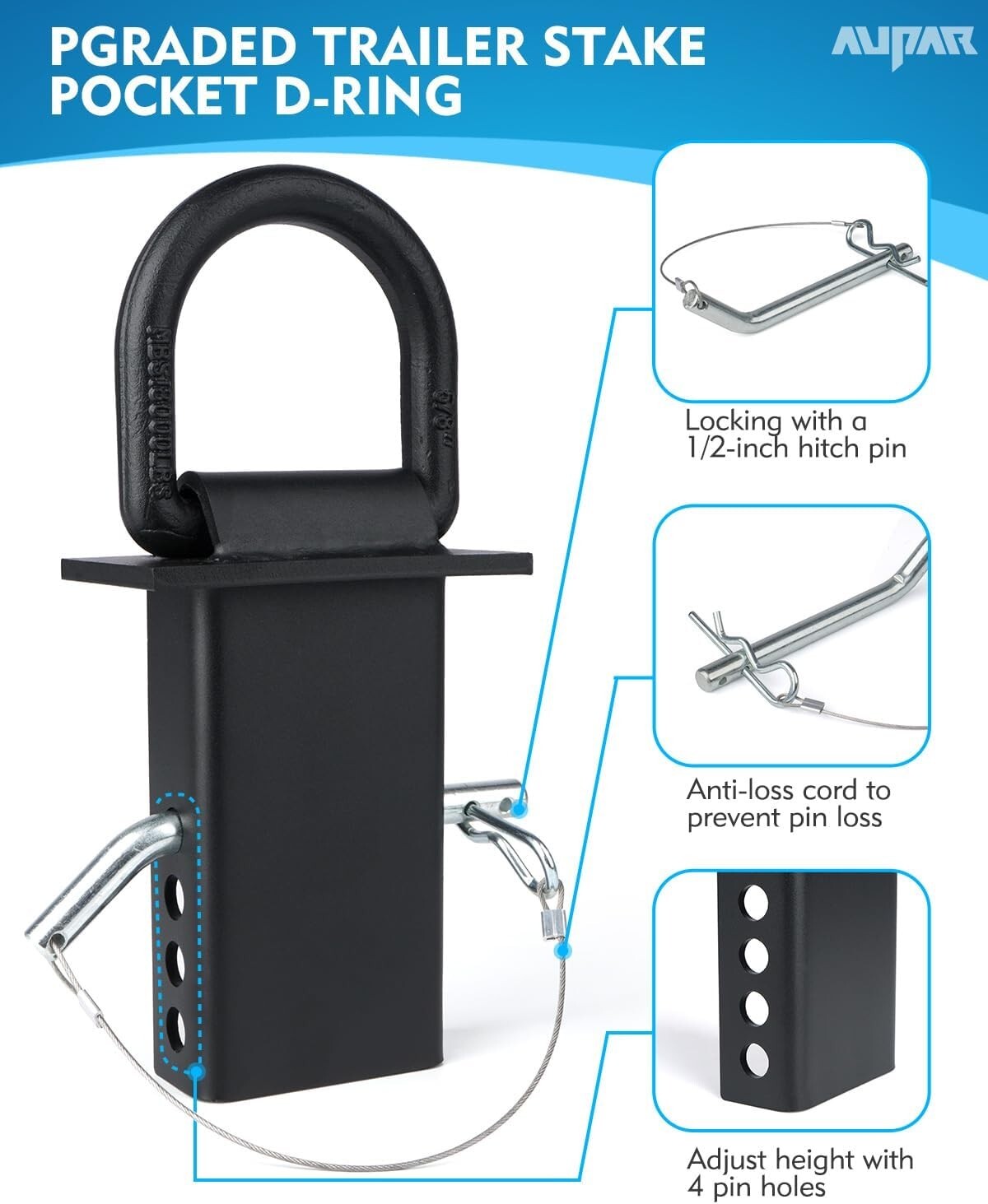 Robust 5/8" Adjustable Trailer Stake Pocket D Rings for Ultimate Load Security