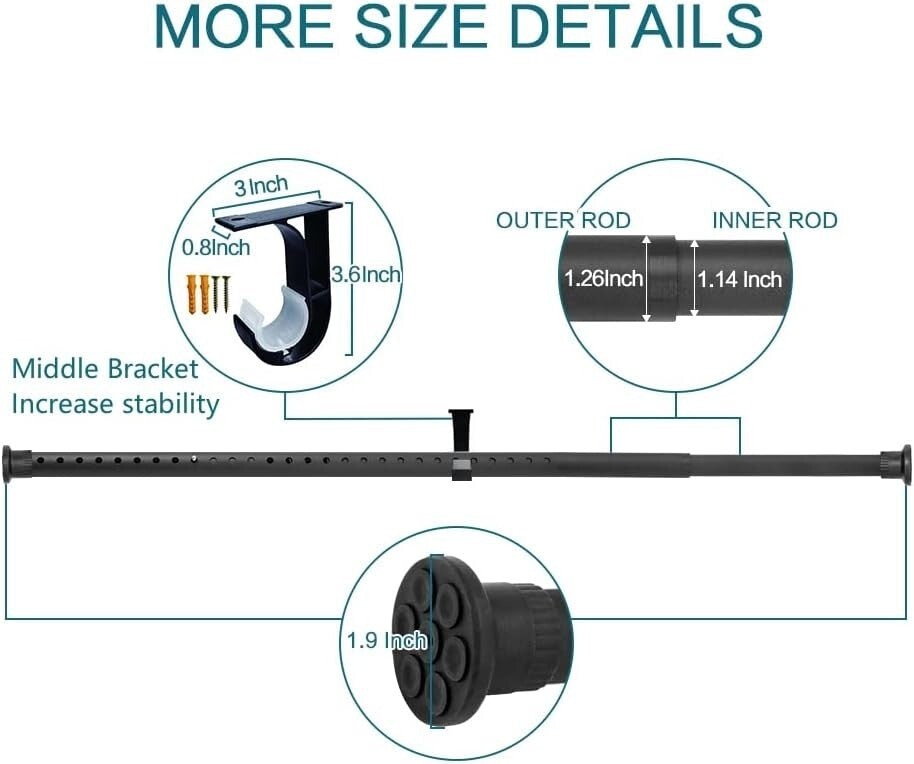 Adjustable Tension Curtain Rod - Perfect for Windows & Room Dividers, 83-122"