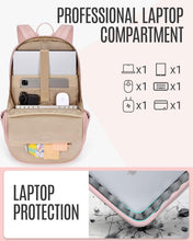 Load image into Gallery viewer, 17.3 Inch Laptop Backpack for Women with USB Charging, Water Resistant - Beige