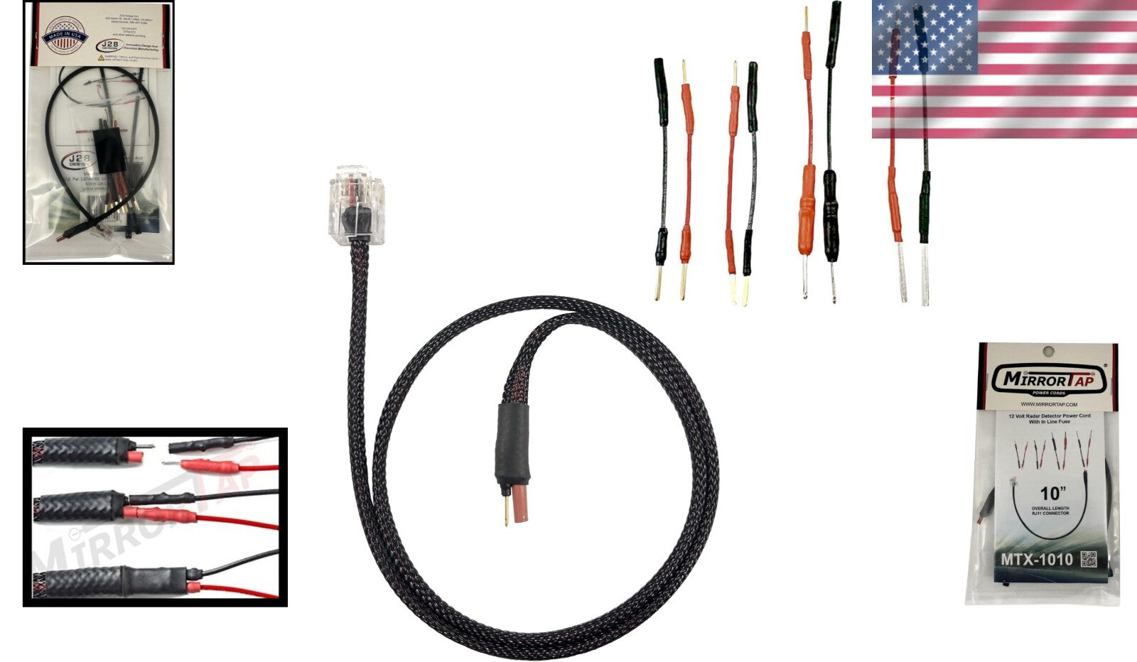 MirrorTap High-Quality Radar Detector Power Cord with 2 Amp Fuse - Made in USA