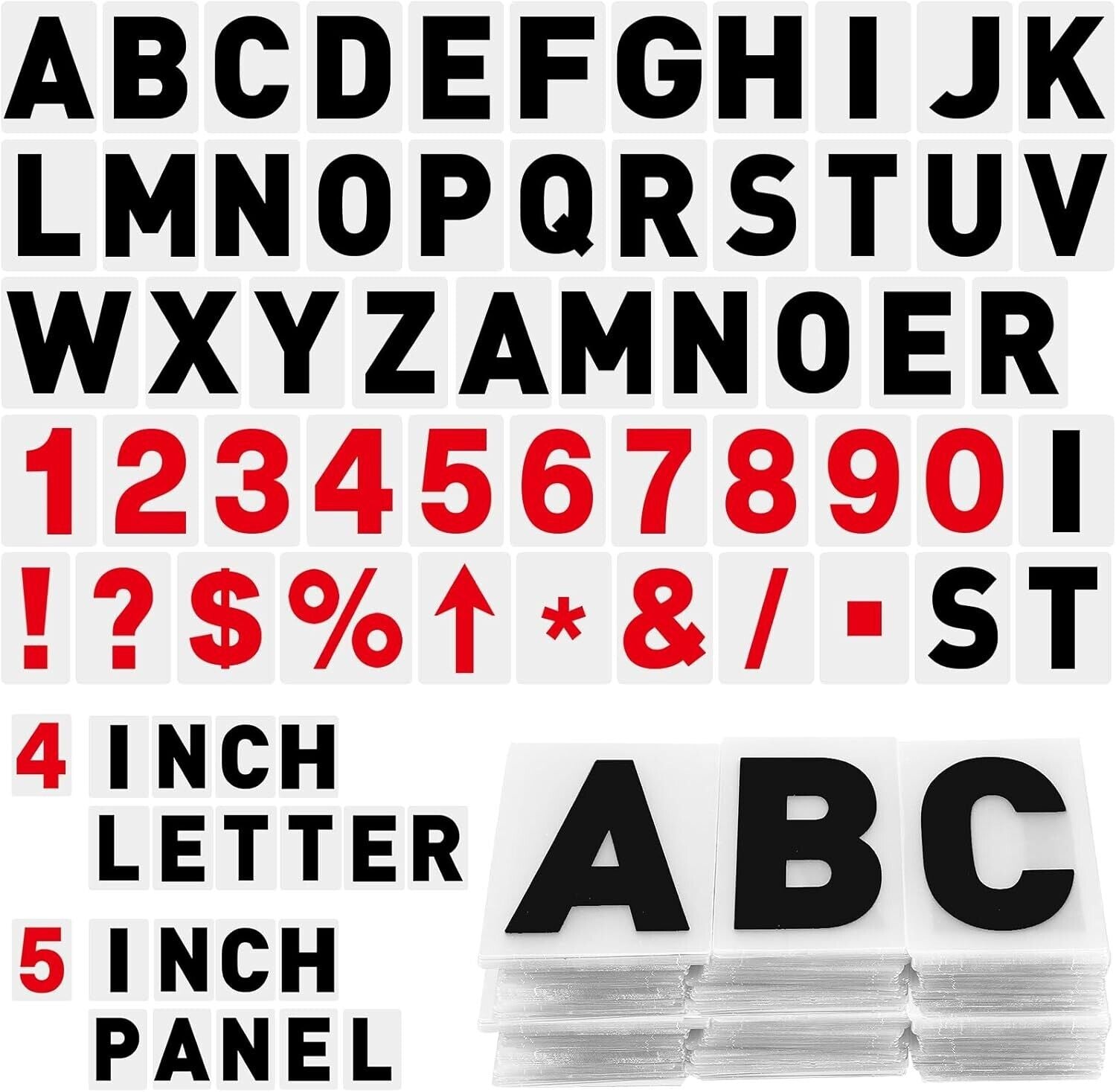 Acrylic Changeable Sign Letters - 300 Pcs for Easy Message Creation - 4'' & 5''