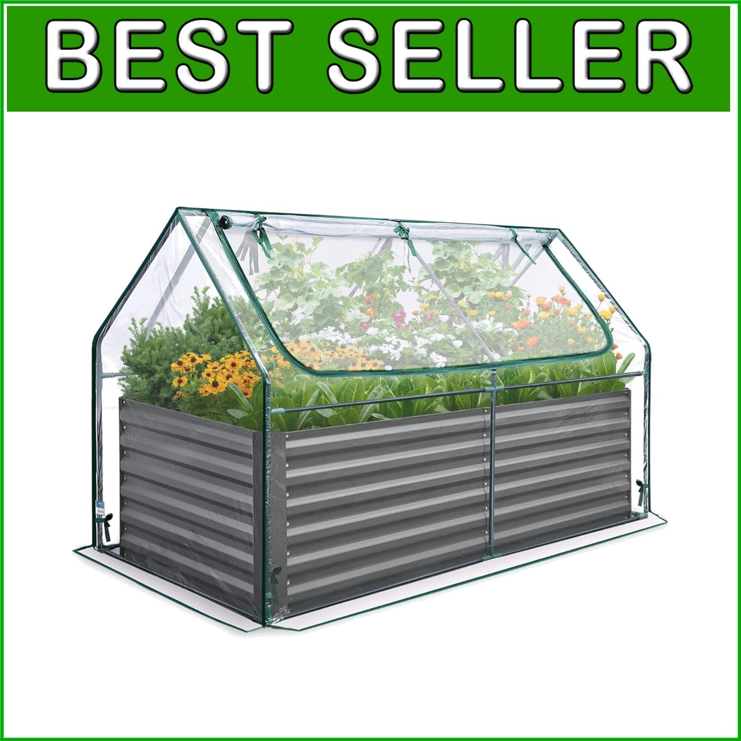 Galvanized Raised Garden Bed with Breathable Cover - Ideal for Year-Round Growth