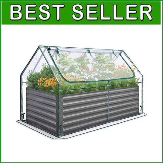 Galvanized Raised Garden Bed with Breathable Cover - Ideal for Year-Round Growth