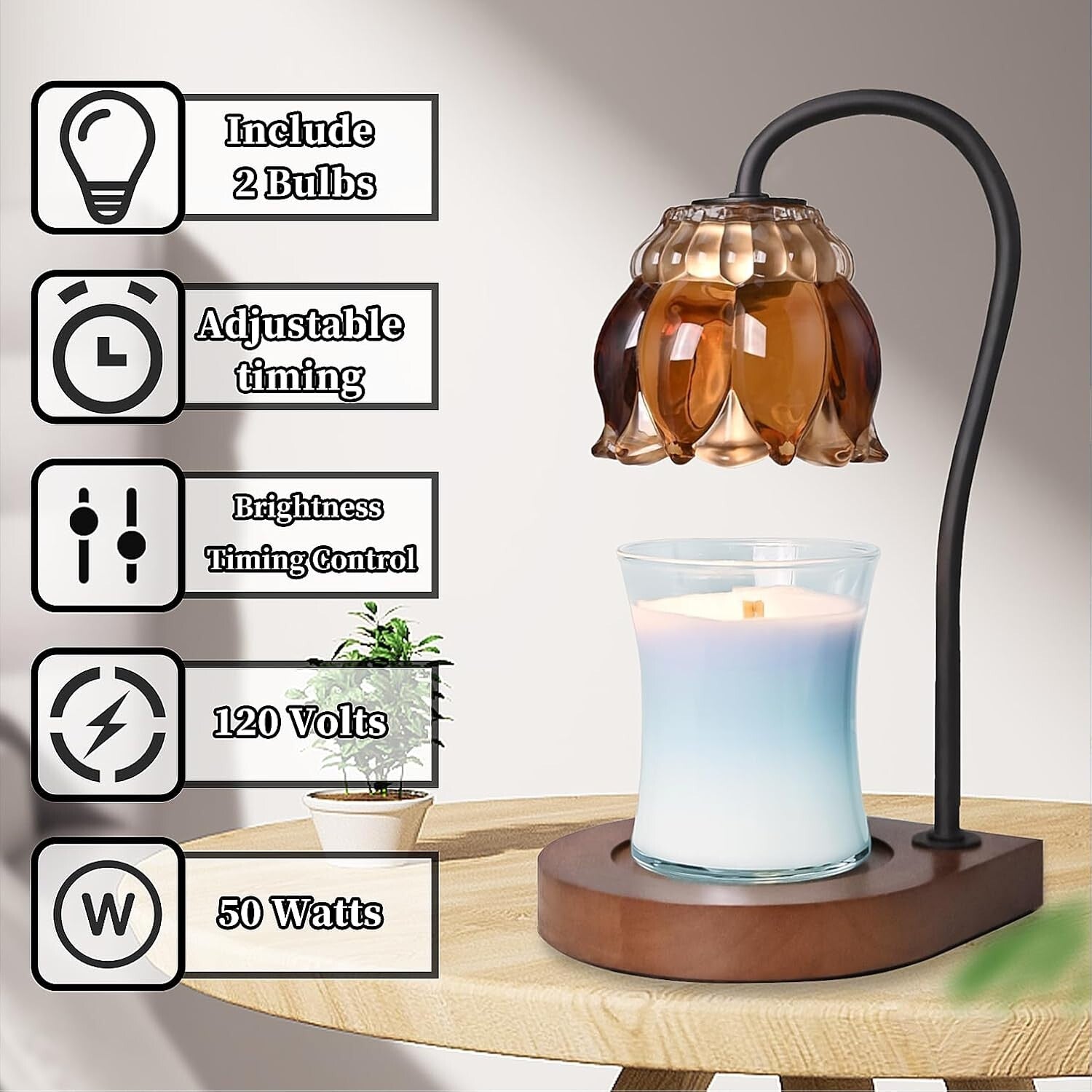 Elegant Candle Lamp with Adjustable Brightness and Timer - Home Decor Essential