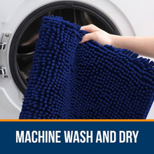 Load image into Gallery viewer, Luxurious 40x32 Navy Chenille Bath Rug - Stain Resistant with Quick Dry Feature