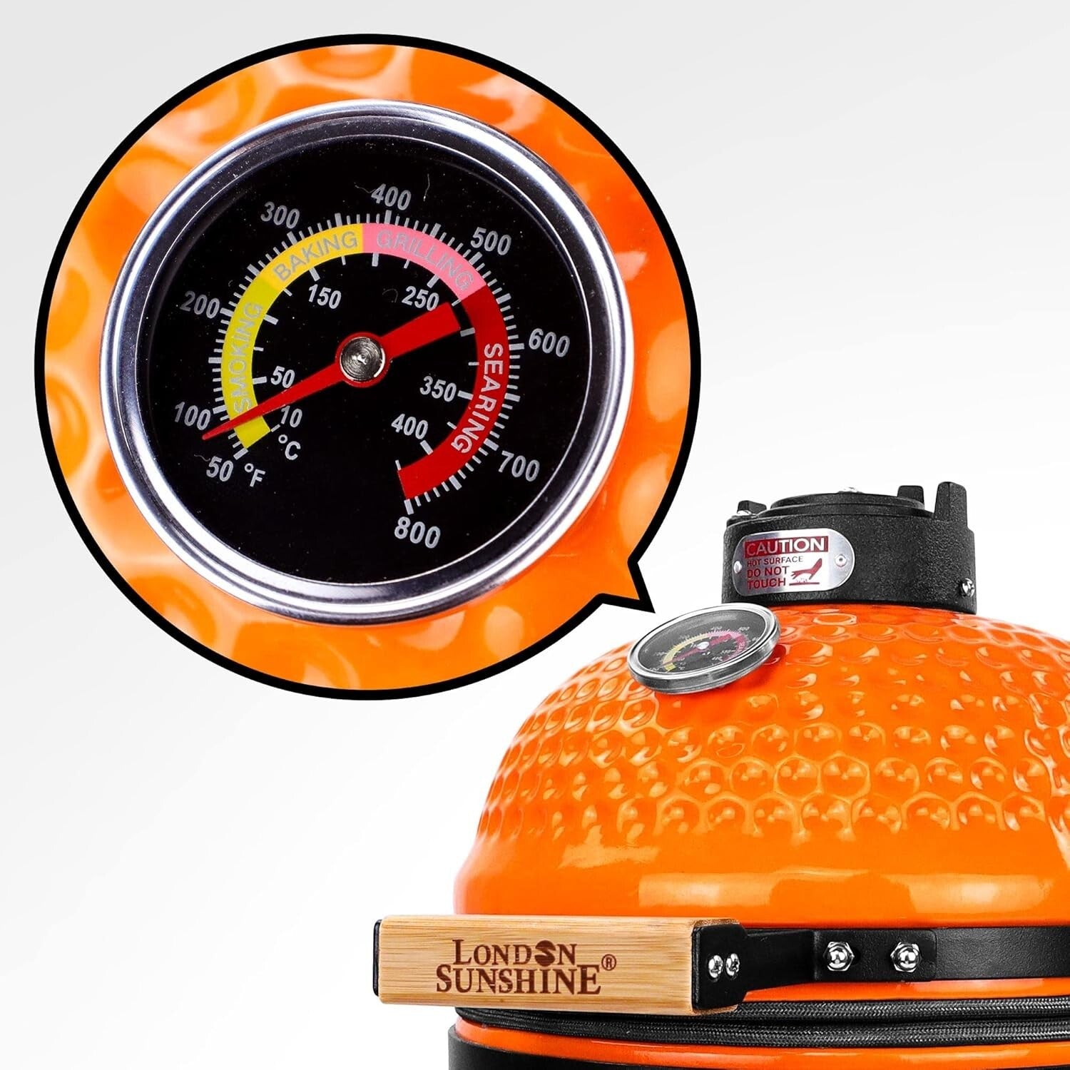 Cadet Series Orange Ceramic Charcoal Grill Smoker - Easy Assembly and Portable