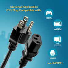 Load image into Gallery viewer, Versatile 6FT C13 to NEMA 5-15P Power Cord for Monitors &amp; Printers - Multi-Pack