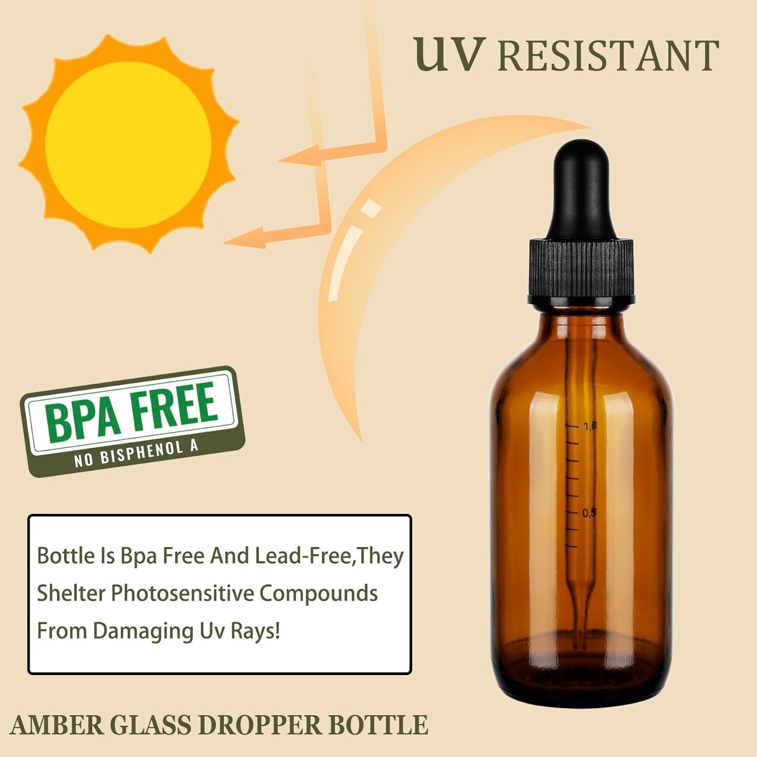 48 Pack of 2oz Amber Glass Bottles with Precise Droppers - Multi-Purpose Use