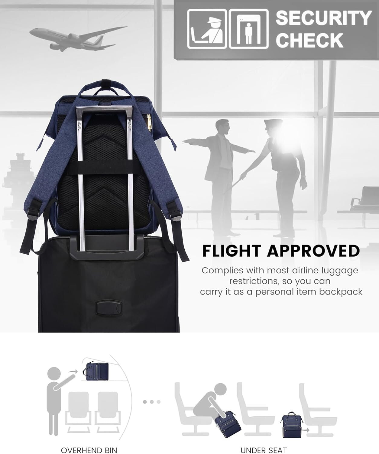 Chic Navy Backpack for Women with Doctor Bag Opening – Perfect for Work & Travel