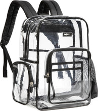 Load image into Gallery viewer, Lightweight Heavy Duty Transparent Backpack with Laptop Sleeve and Pockets