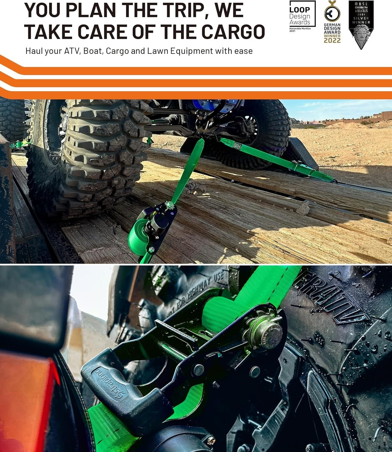 Adventure-Ready 5,000 lbs Ratchet Tie-Down Straps with Weather-Resistant S-Hooks