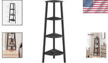 Load image into Gallery viewer, Industrial 4-Tier Corner Shelf Stand - Charcoal Gray &amp; Black - Easy Assembly