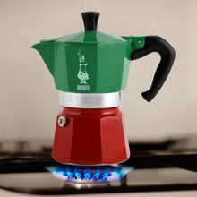 Load image into Gallery viewer, Iconic Moka Pot in Red and Green - 130ml Stovetop Espresso Maker for Travelers