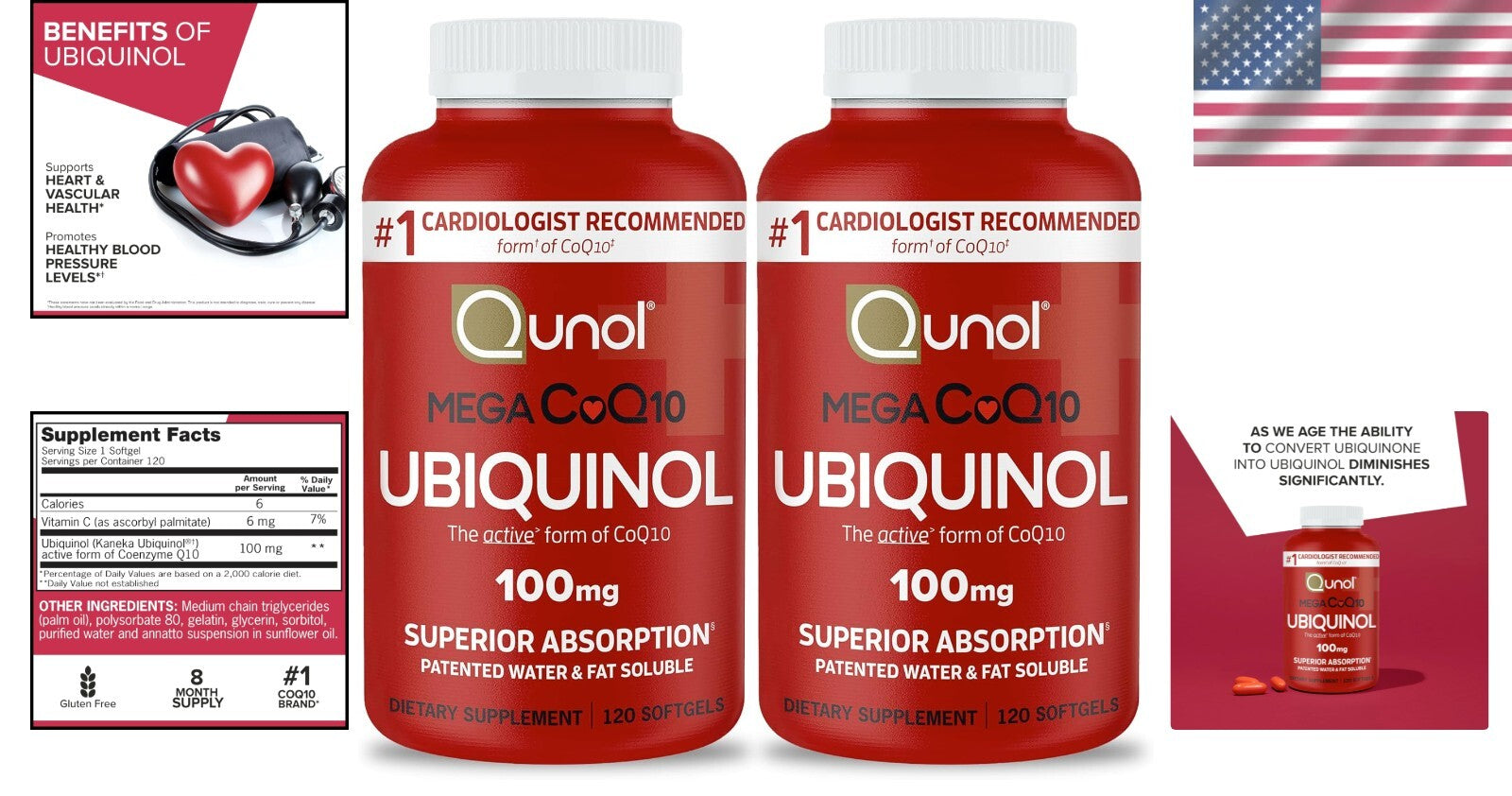 240 Count Softgels of Ubiquinol CoQ10 100mg - Cardiologist Recommended Formula