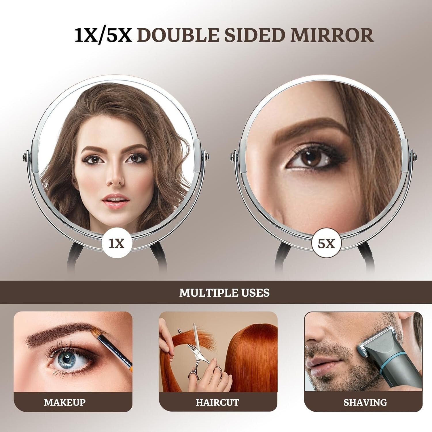 Durable Alloy Steel 6" Double Sided Makeup Mirror with Ergonomic Neck Design