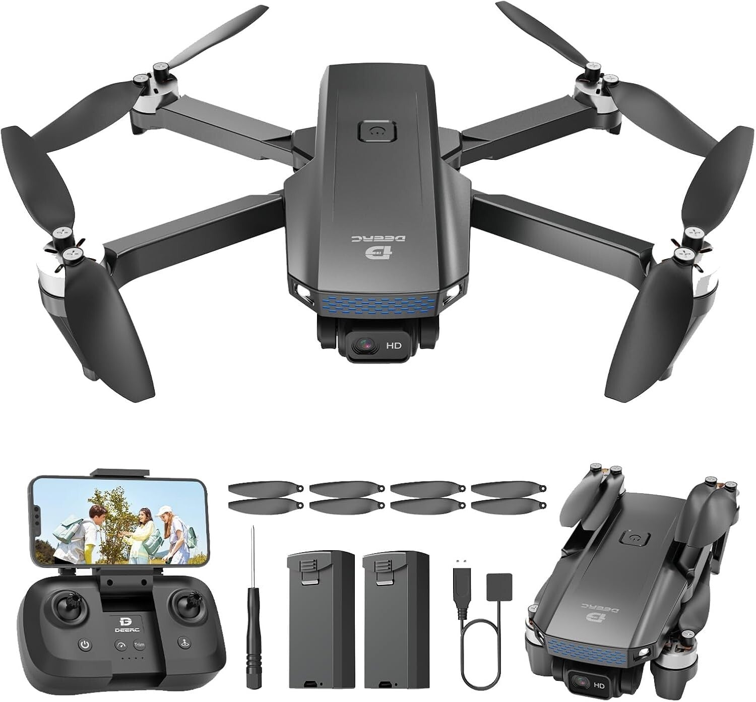 Foldable D20S Drone with 1080P Camera - Two Batteries, Easy One-Button Control