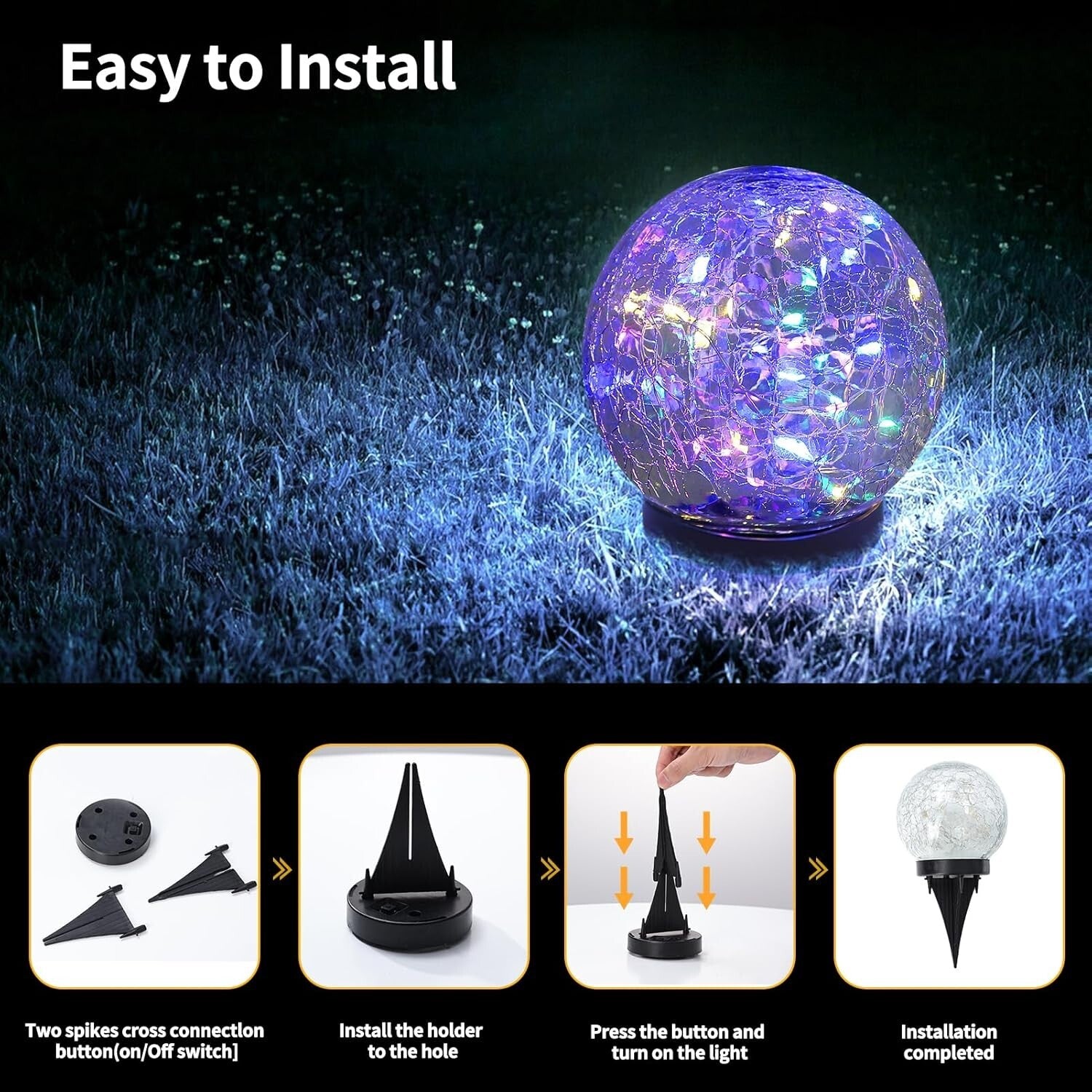 Energy-Efficient Solar Balls for Outdoor Beauty - 4-Piece Set of Uplighting Orbs