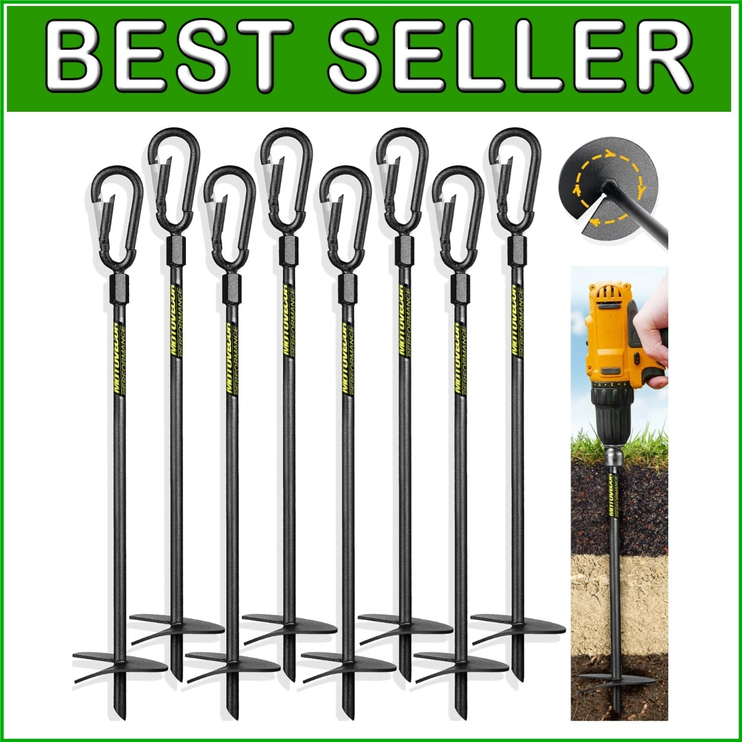18” Tungsten Steel Ground Anchors with High Wind Resistance – 1000 lbs Capacity