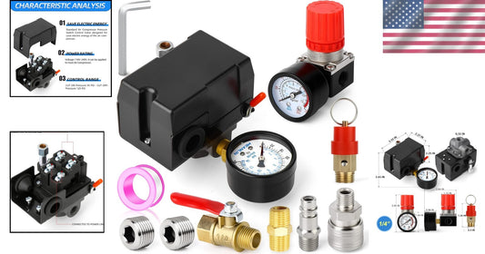 95-125 PSI Air Compressor Pressure Switch with Regulator & Relief Valve