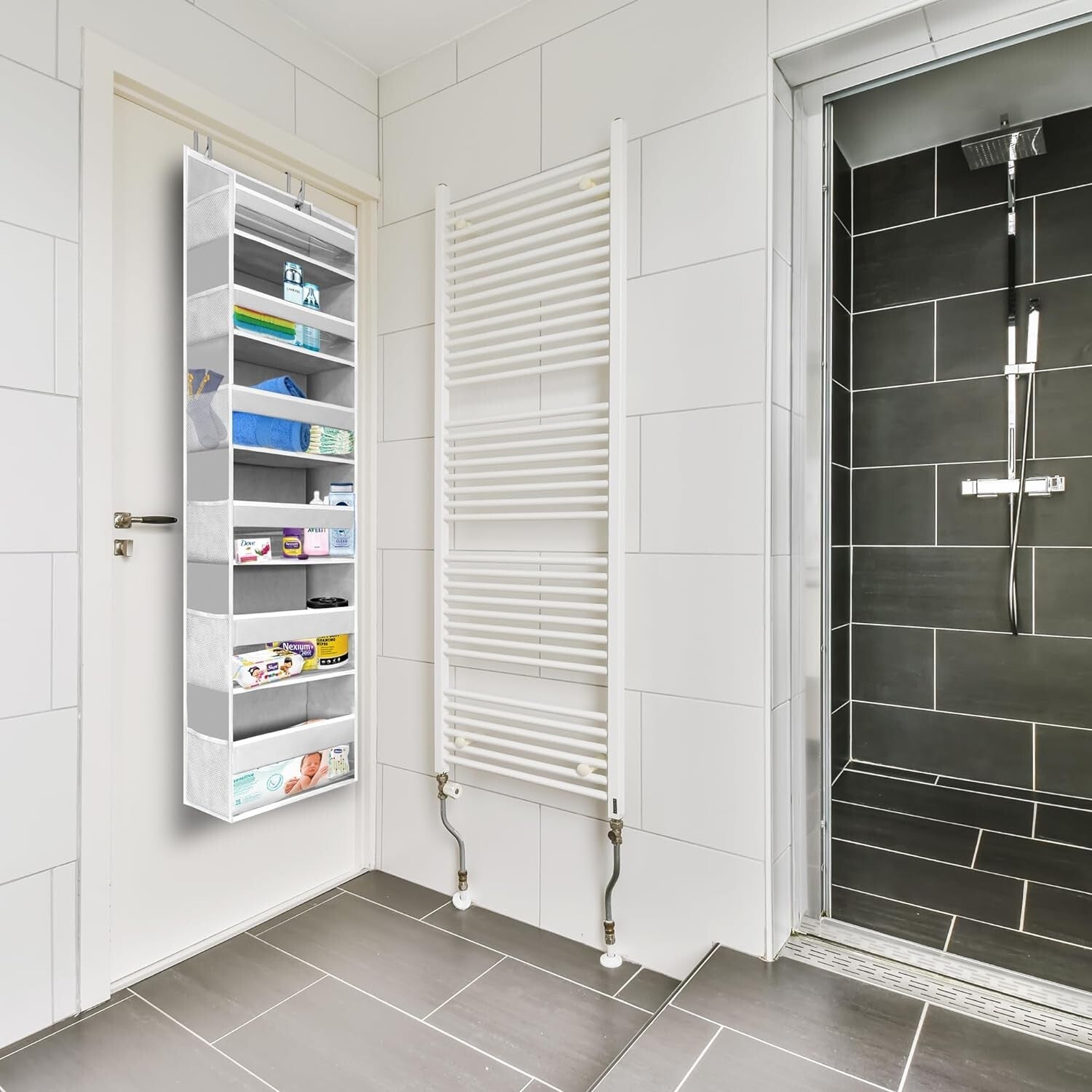 Ivory Dual Over the Door Storage System - Multi-Pocket Organizer for Every Room