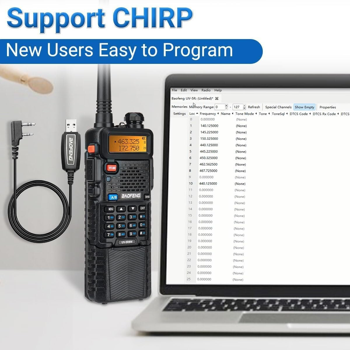 High Power UV-5R Handheld Radio: 8W Transmission, USB Charging + Earpiece Bundle