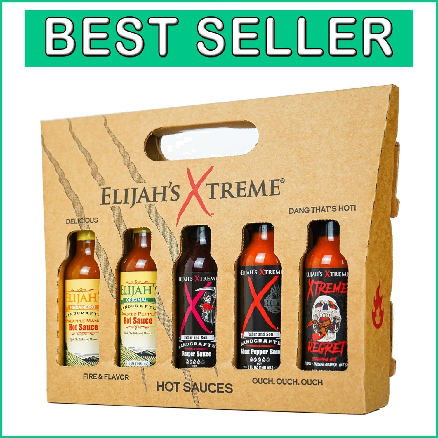 5 Pack Gourmet Hot Sauce Gift Set - Award Winning Variety for Spice Lovers