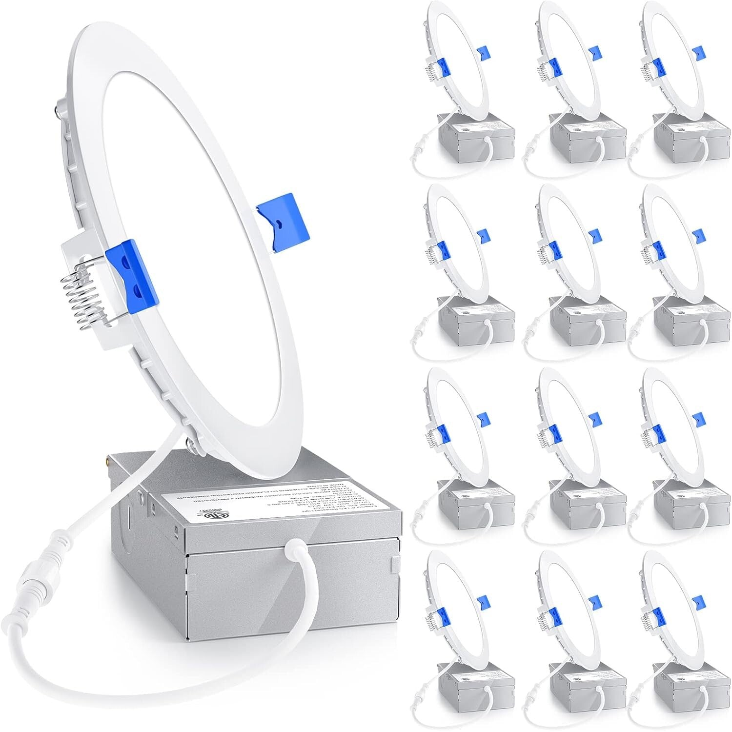 ETL & FCC Certified LED Recessed Lights - 12 Pack, 6 inch, Dimmable Brightness