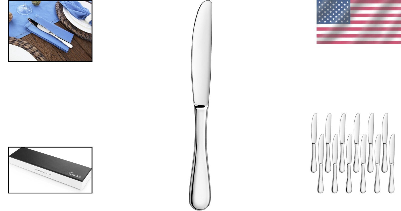 Set of 12 Elegant 9.15-Inch Stainless Steel Dinner Knives - Corrosion Resistant