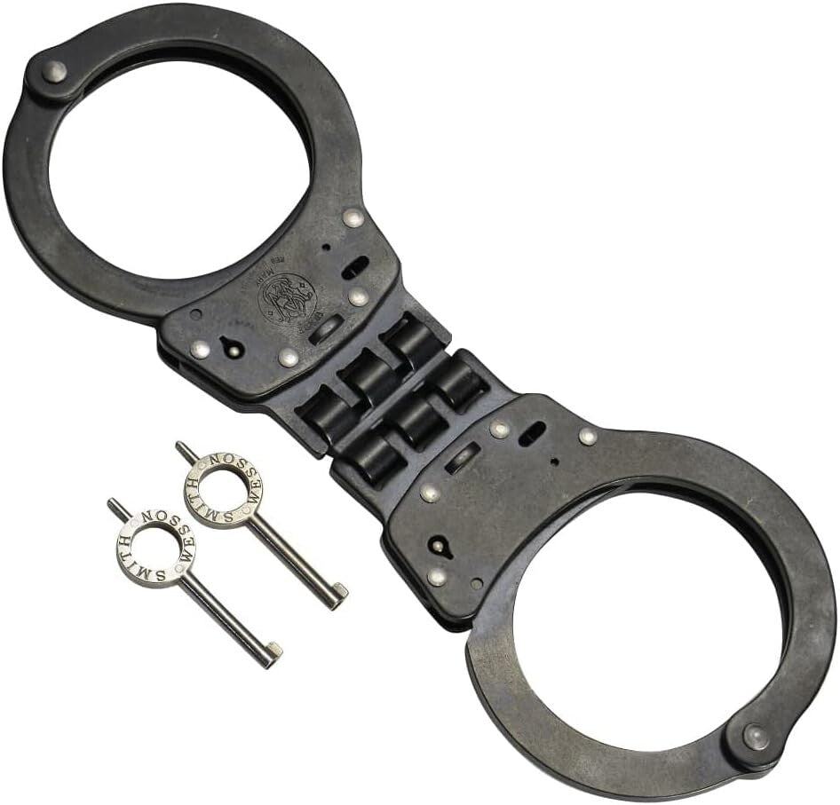 Compact and Lightweight Blue Hinged Handcuffs for Easy Carry in Law Enforcement