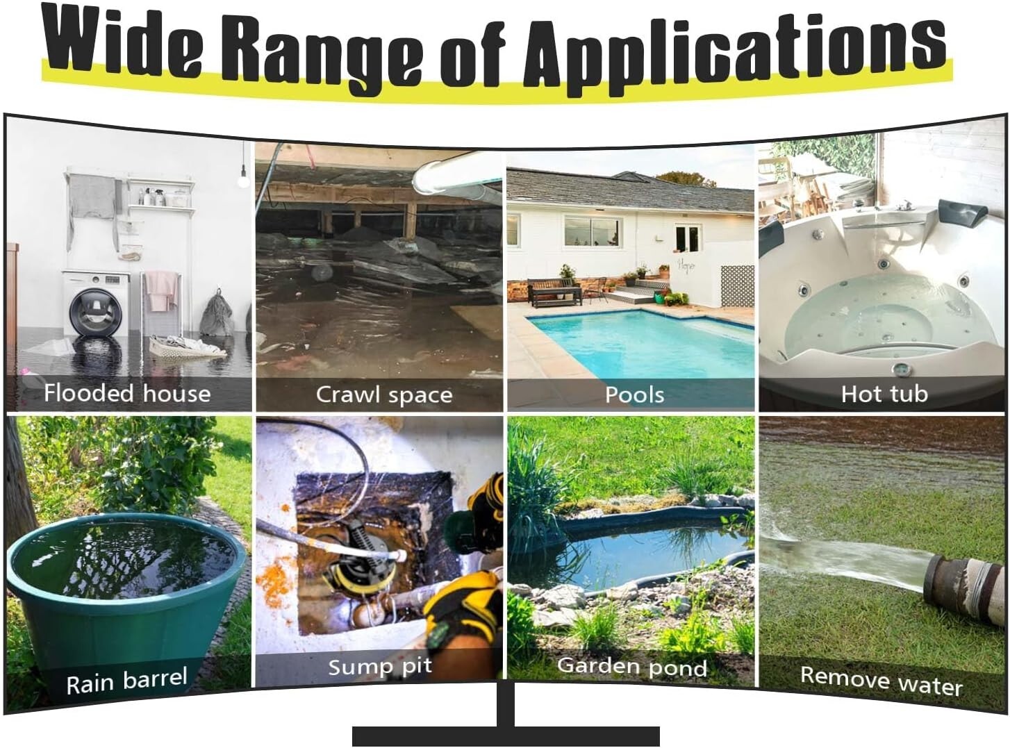 Heavy-Duty 7000GPH Submersible Pump with 16ft Cord - Maximum Lifting 30ft