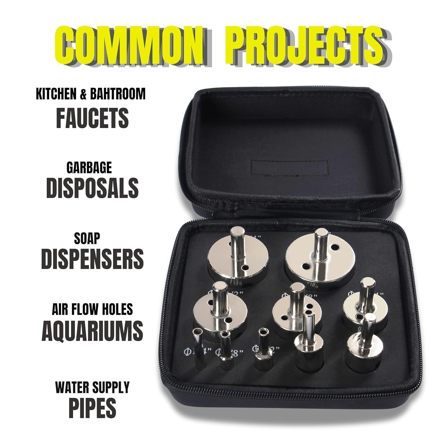Diamond-Coated Drill Bits Set - 10 Sizes for Ultimate Precision in Remodeling