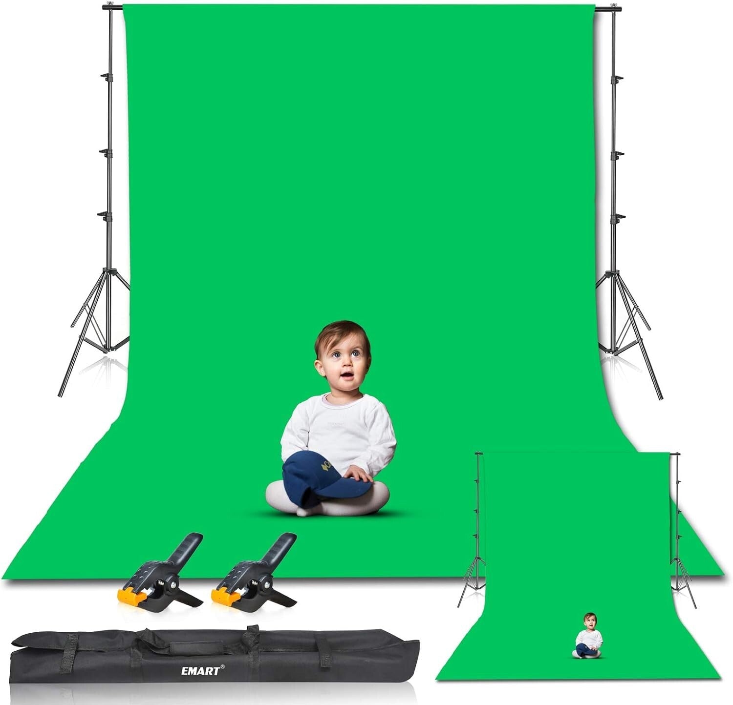 Multi-Functional Green Screen Stand with 100% Cotton Backdrop - Ideal for Events