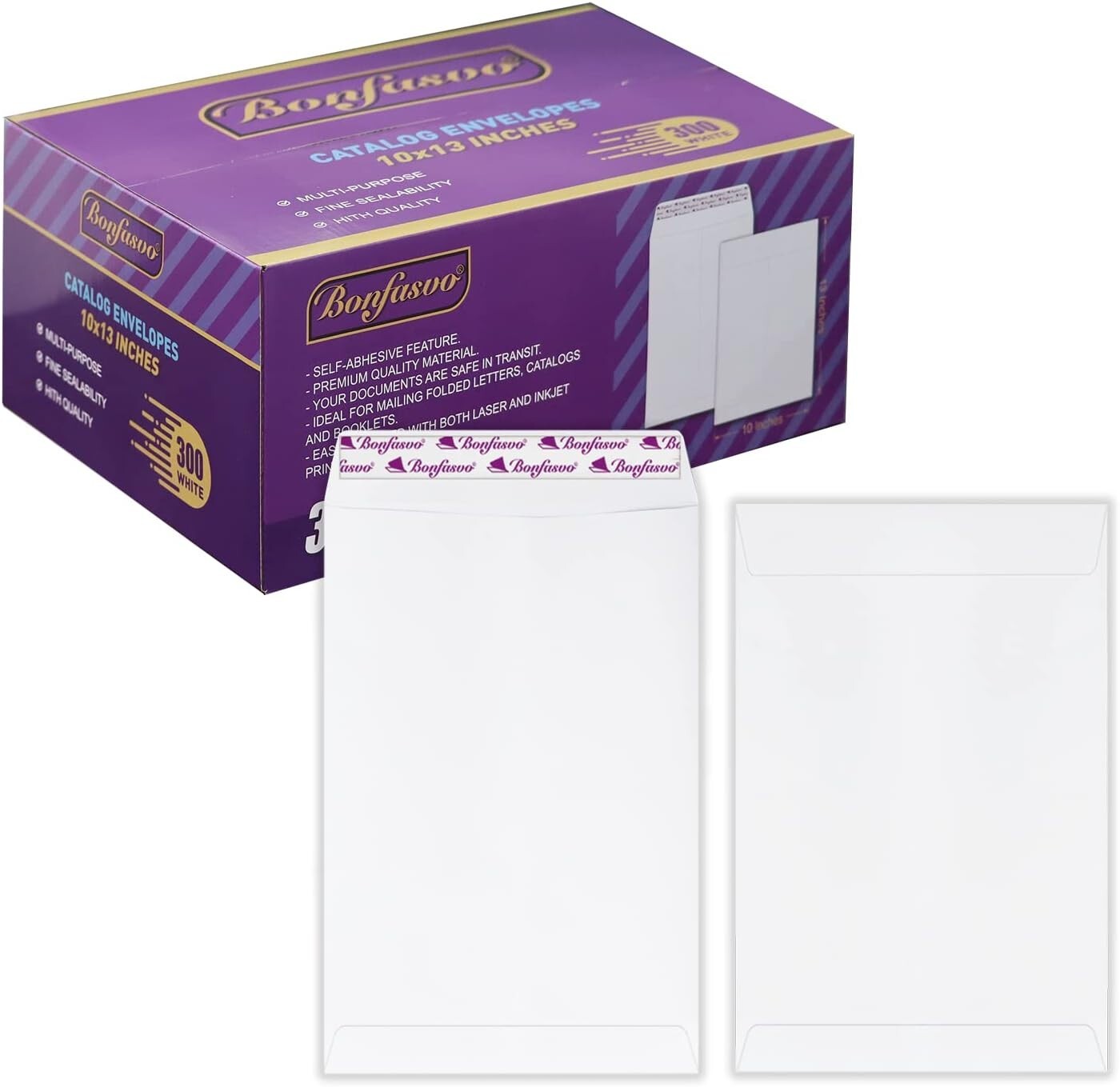 120GSM White Catalog Envelopes 300 Pack - Customizable Peel & Seal Convenience