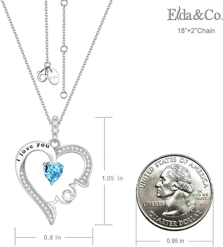 Charming Aquamarine Heart Necklace - Perfect Gift for Mother's Day & Birthdays
