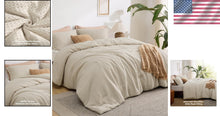 Load image into Gallery viewer, Vintage-Style Waffle Comforter Set Queen in Soft Microfiber - 3 Piece Collection