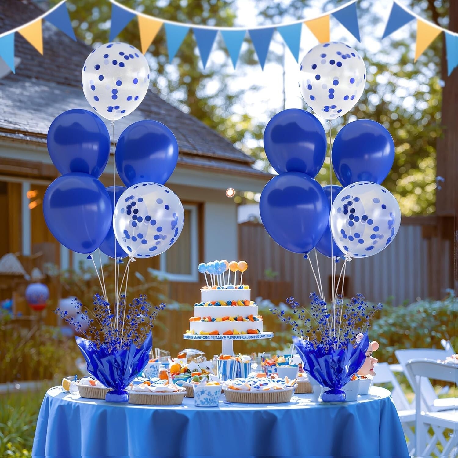 Six Royal Blue Table Balloon Centerpieces – Easy Setup for Every Festivity
