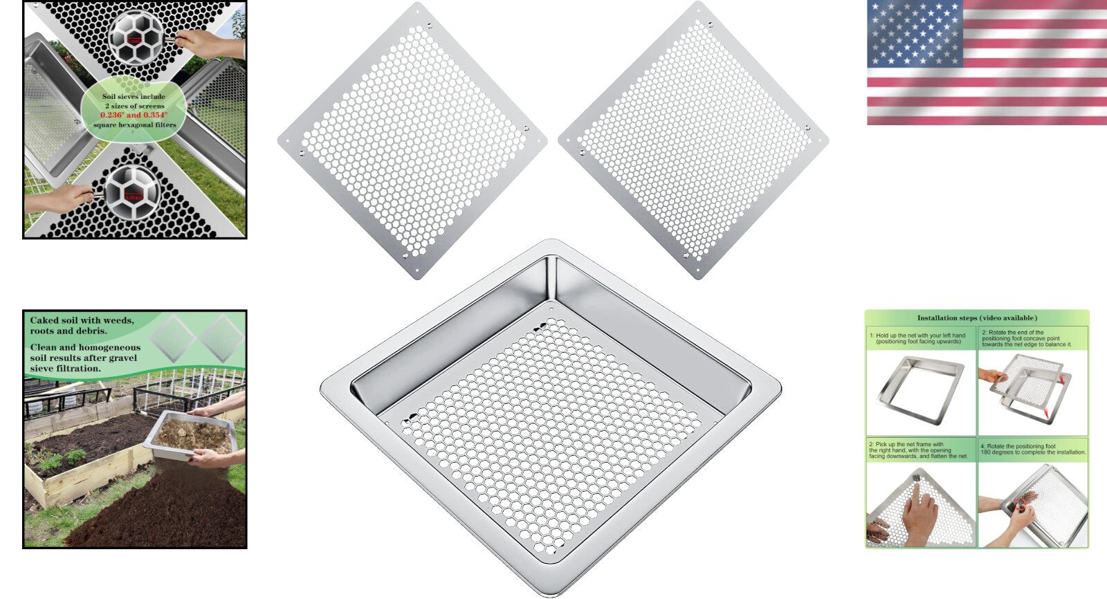 Durable Soil Sifter with Interchangeable Screens - Perfect for Garden Projects