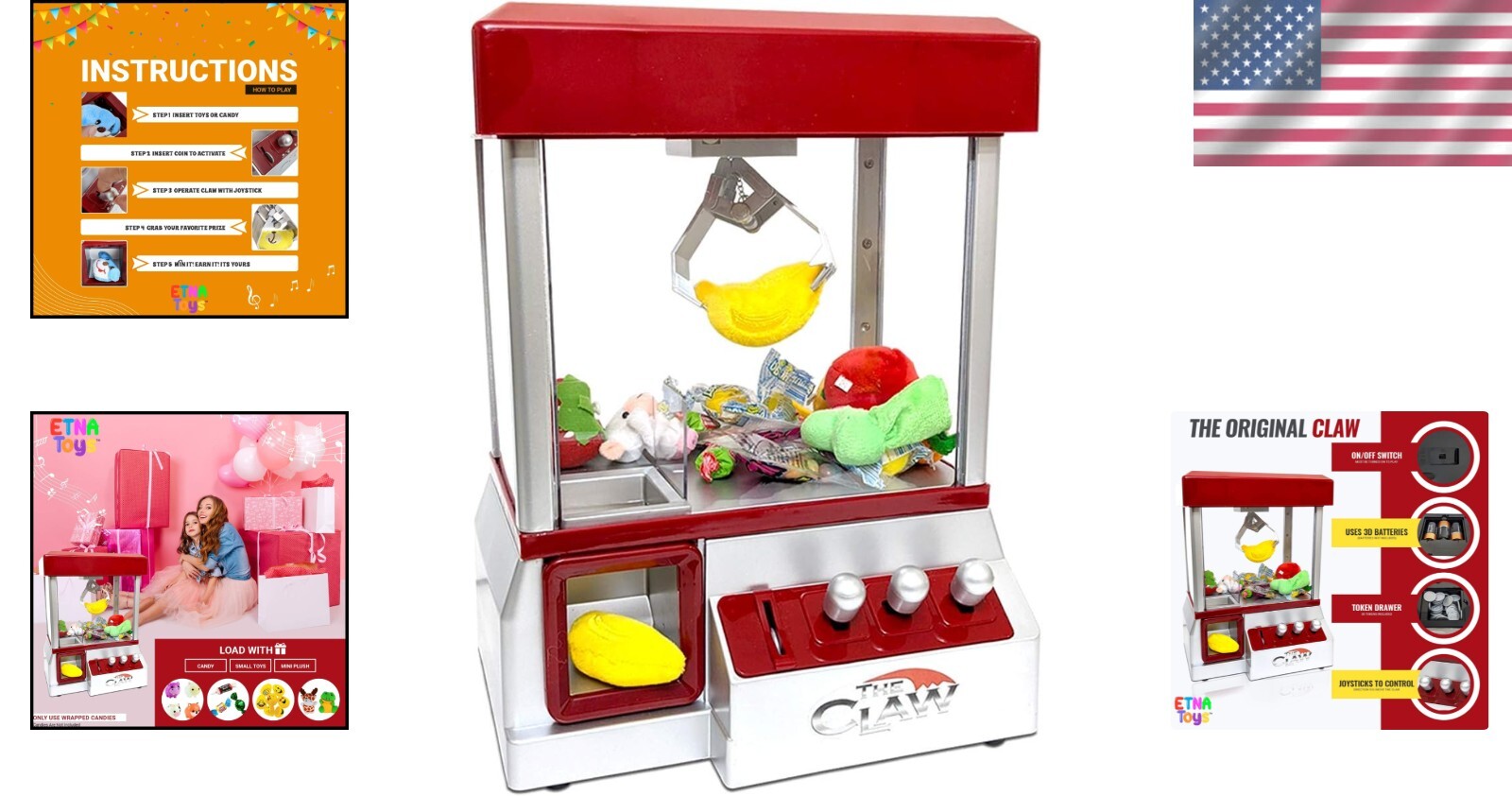 Classic Electric Claw Machine Game - Nostalgic Candy Prize Dispenser with Sound