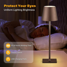 Load image into Gallery viewer, Versatile 2 Pack Brown Cordless LED Table Lamps with Eye Protection and Dimming
