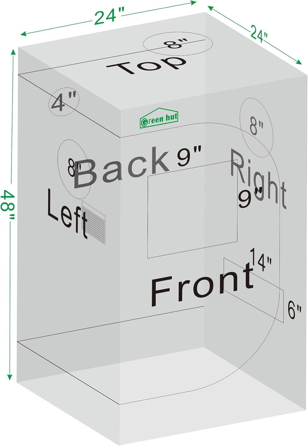 Alloy Steel Frame Hydroponic Grow Tent 24"x24"x48" - Sturdy Plant Environment